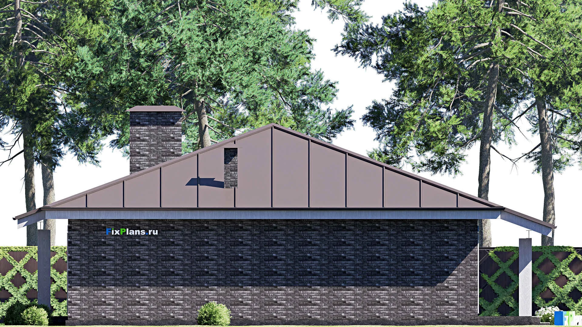 F-17747 - Проект одноэтажного дома 15 на 21, площадью 220 м² с террасой и 3 спальнями