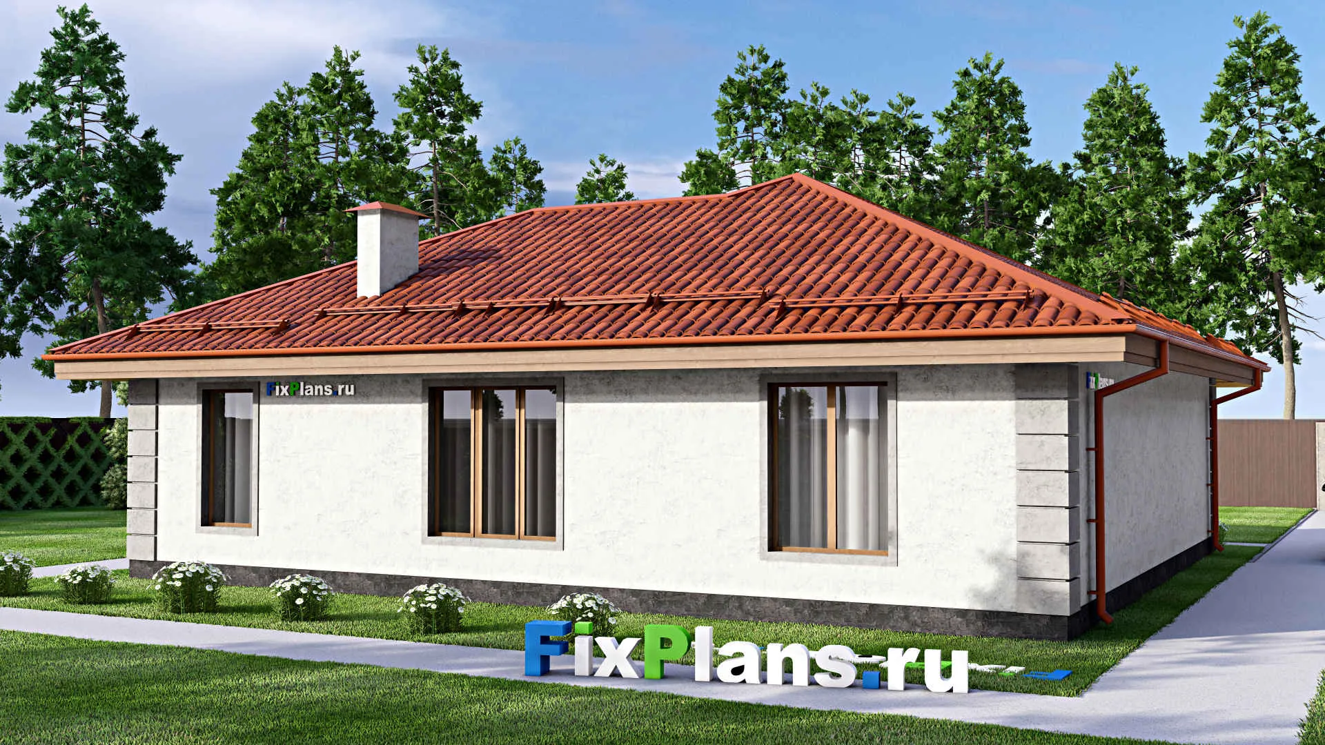 F-14786 - Проект одноэтажного дома 13 на 14, площадью 130 м² с 2 спальнями