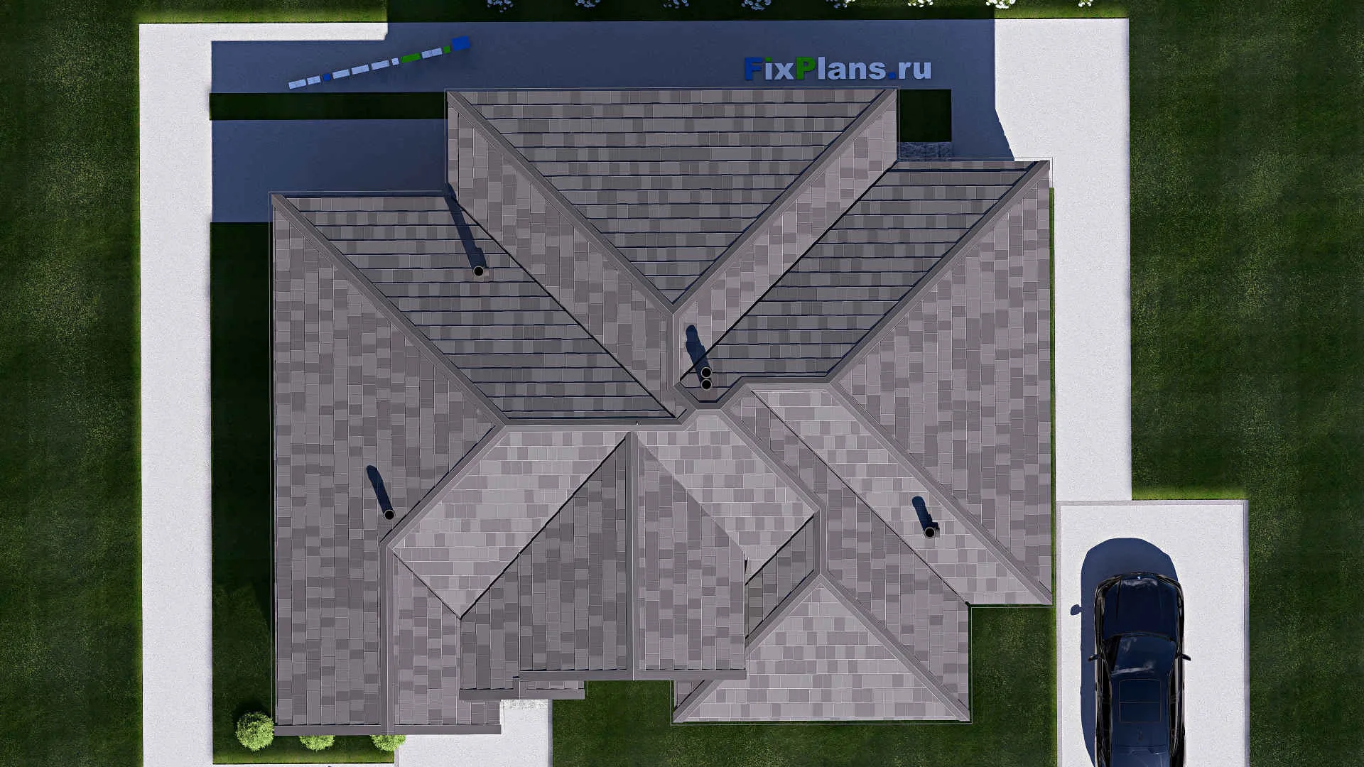 F-20420 - Проект одноэтажного дома 13 на 16, площадью 140 м² с террасой и 3 спальнями