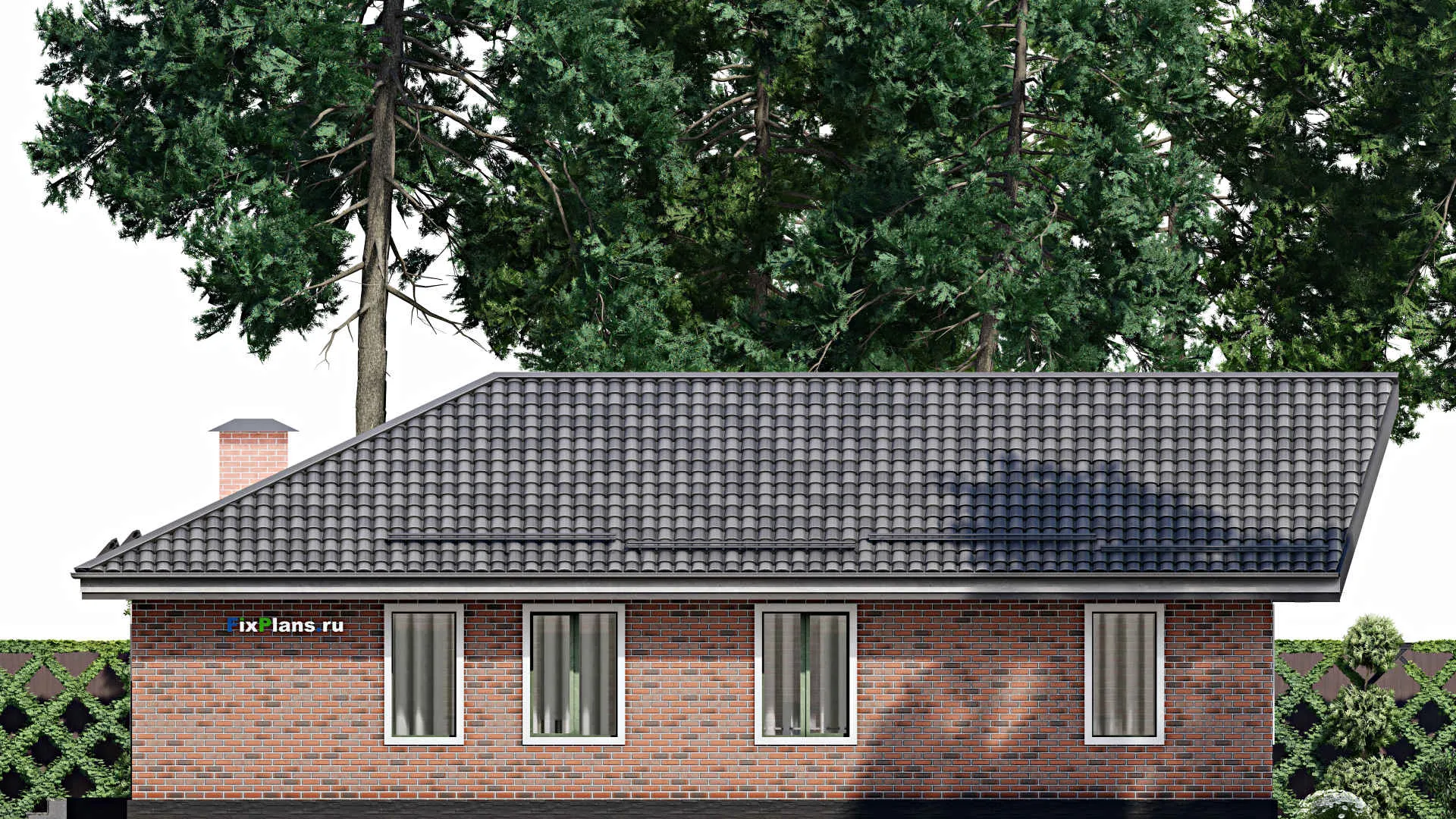 F-12302 - Проект одноэтажного дома 16 на 21, площадью 190 м² с террасой, баней и 3 спальнями