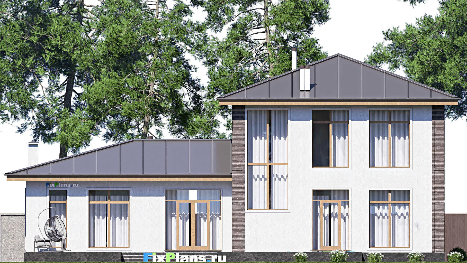 F-19772 - Проект двухэтажного дома 16 на 20, площадью 290 м² с террасой и 3 спальнями