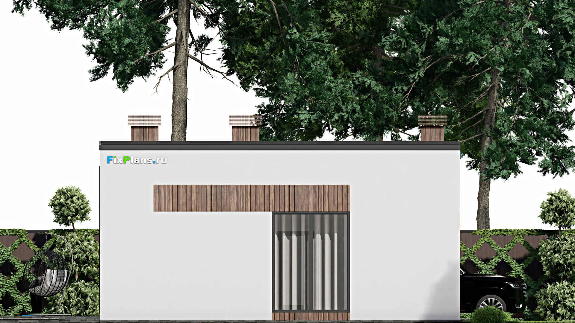 F-9377 - Проект одноэтажного дома 14 на 16, площадью 160 м² с террасой и 2 спальнями