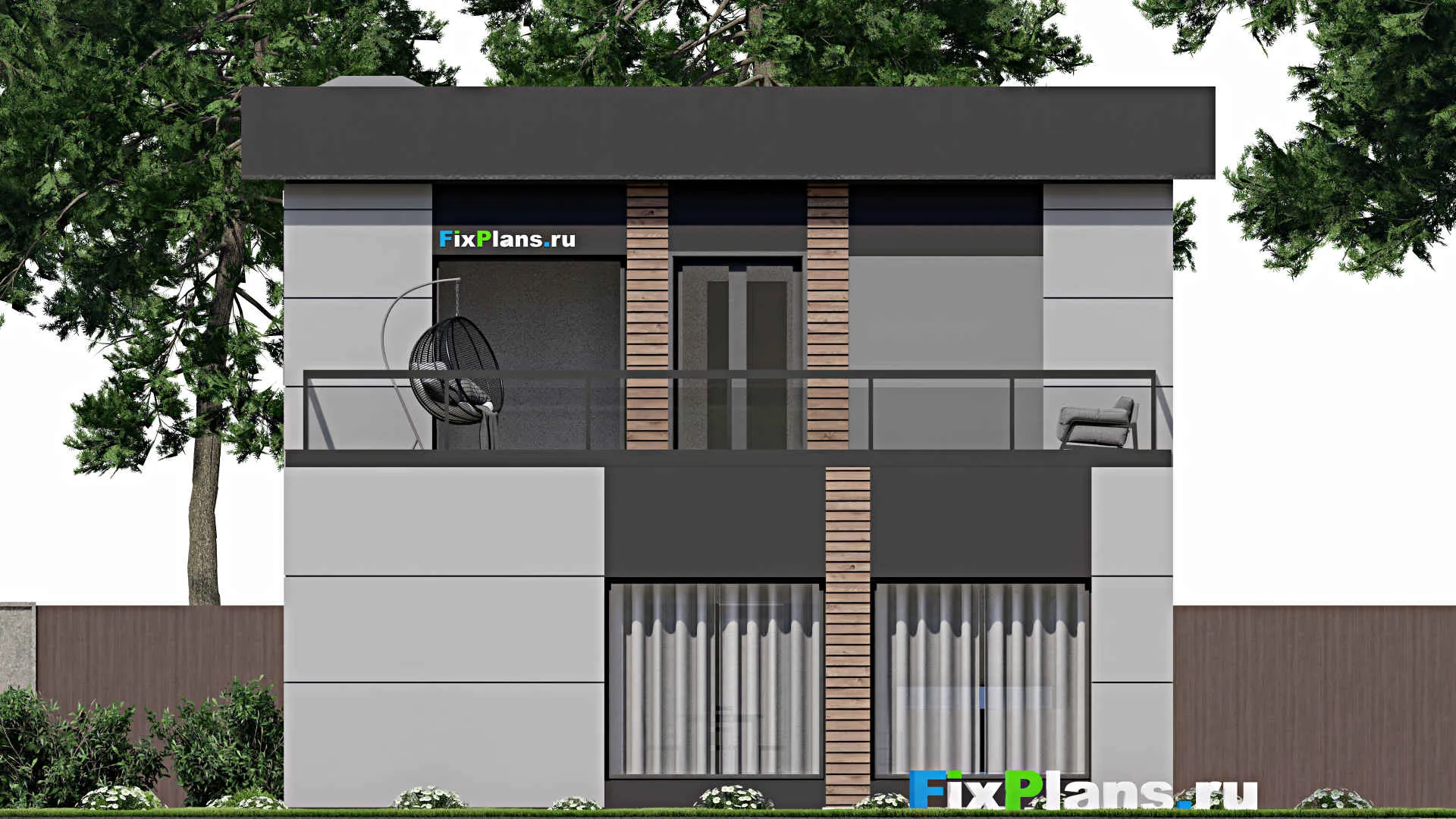 F-4283 - Планы двухэтажного дома 10 на 15, площадью 240 м² с террасой и 4 спальнями