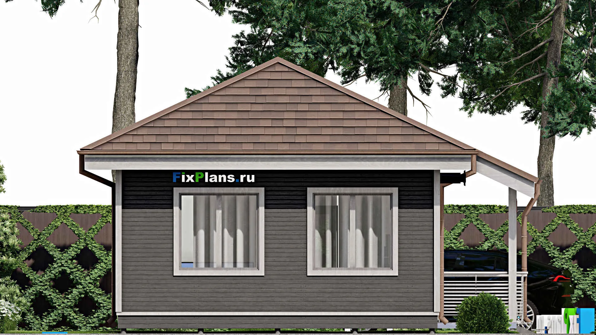 F-10430 - Проект одноэтажного дома 8 на 14, площадью 80 м² с 2 спальнями