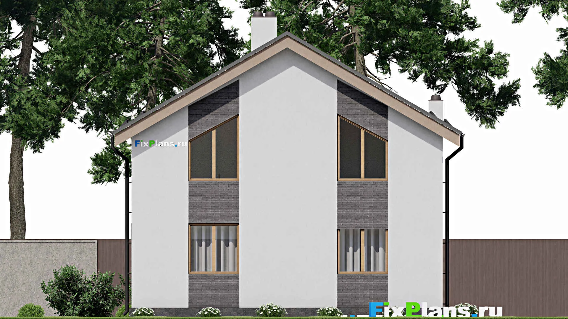 F-4022 - Проект дома с мансардой 10 на 10, площадью 130 м² с балконом и 4 спальнями