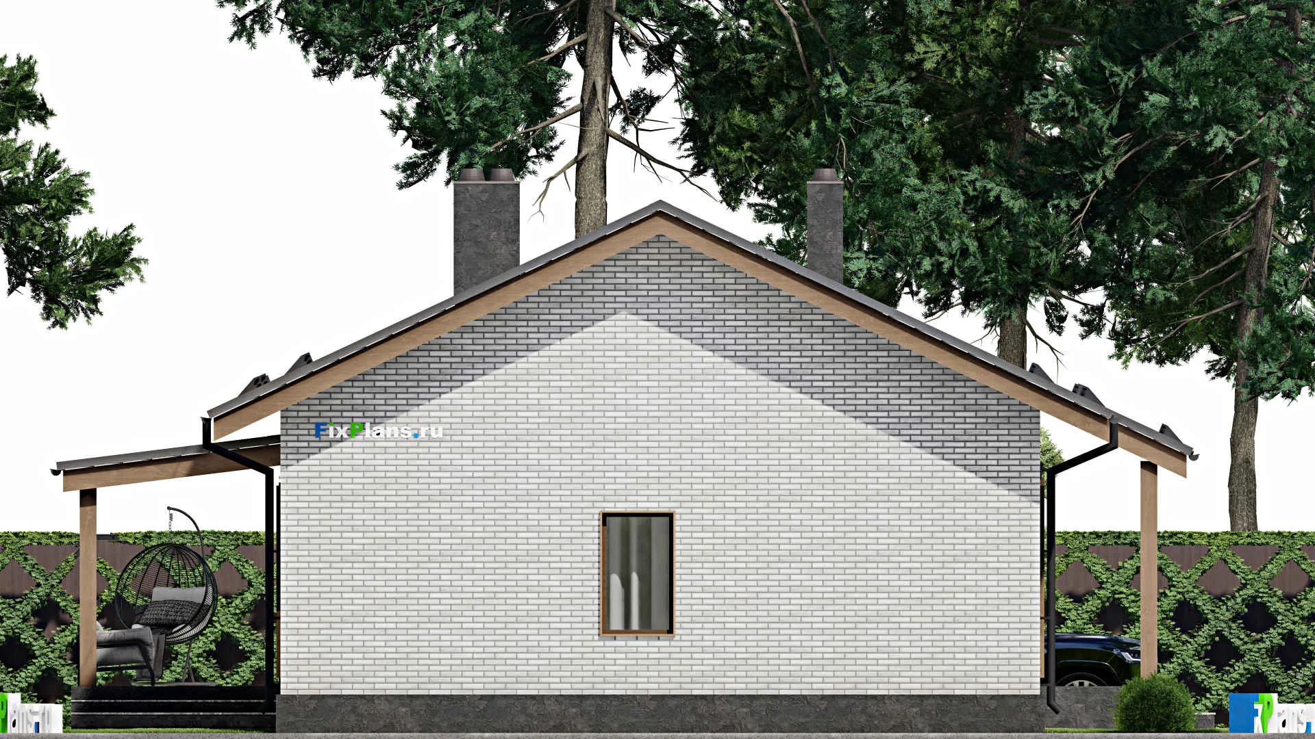 F-2294 - План одноэтажного дома 10 на 17, площадью 140 м² с террасой и 3 спальнями