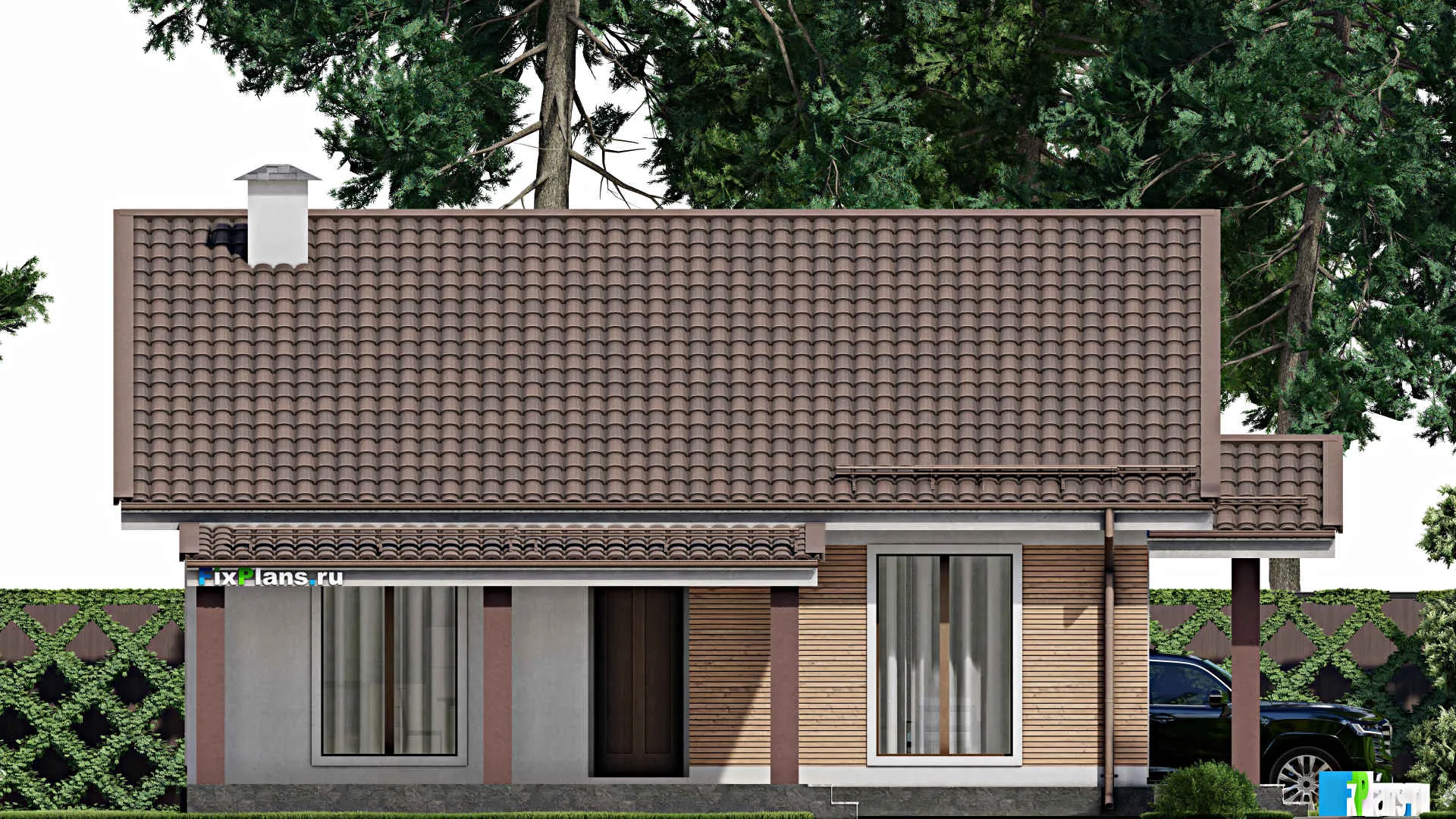 F-10772 - Проект одноэтажного дома 12 на 14, площадью 120 м² с 2 спальнями