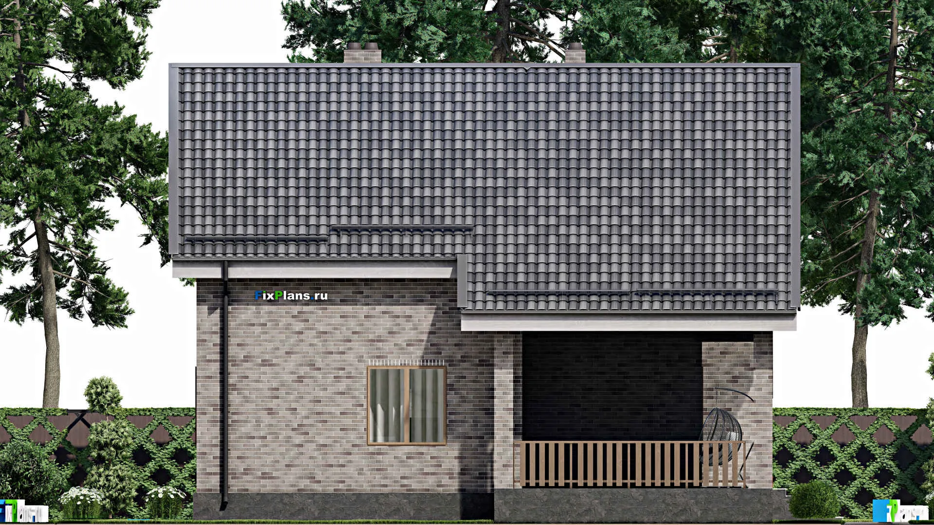 F-2897 - Планы дома с мансардой 13 на 14, площадью 250 м² с террасой, балконом, гаражом на 1 машину и 6 спальнями