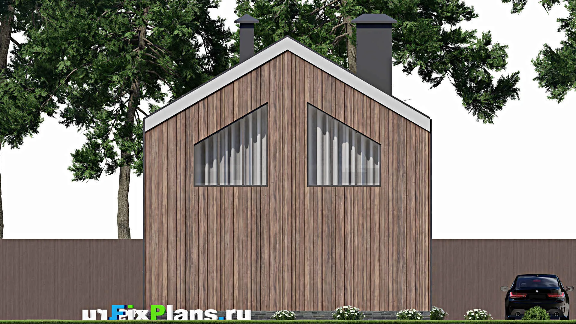 F-5183 - Проект дома с мансардой 9 на 14, площадью 120 м² с террасой и 2 спальнями