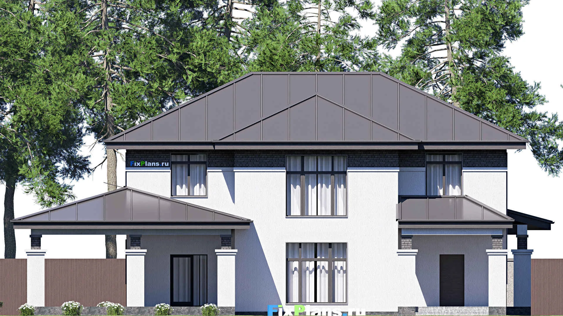 F-20600 - Проект двухэтажного дома 21 на 22, площадью 350 м² с террасой и 4 спальнями