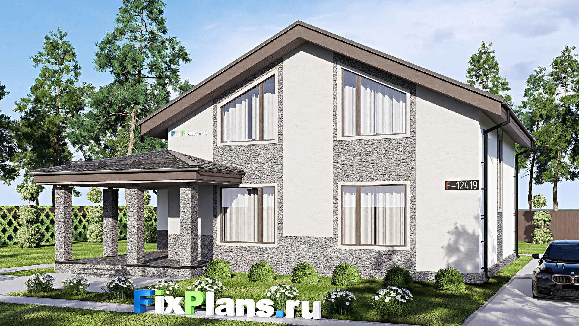 F-12419 - Проект дома с мансардой 14 на 15, площадью 220 м² с 4 спальнями