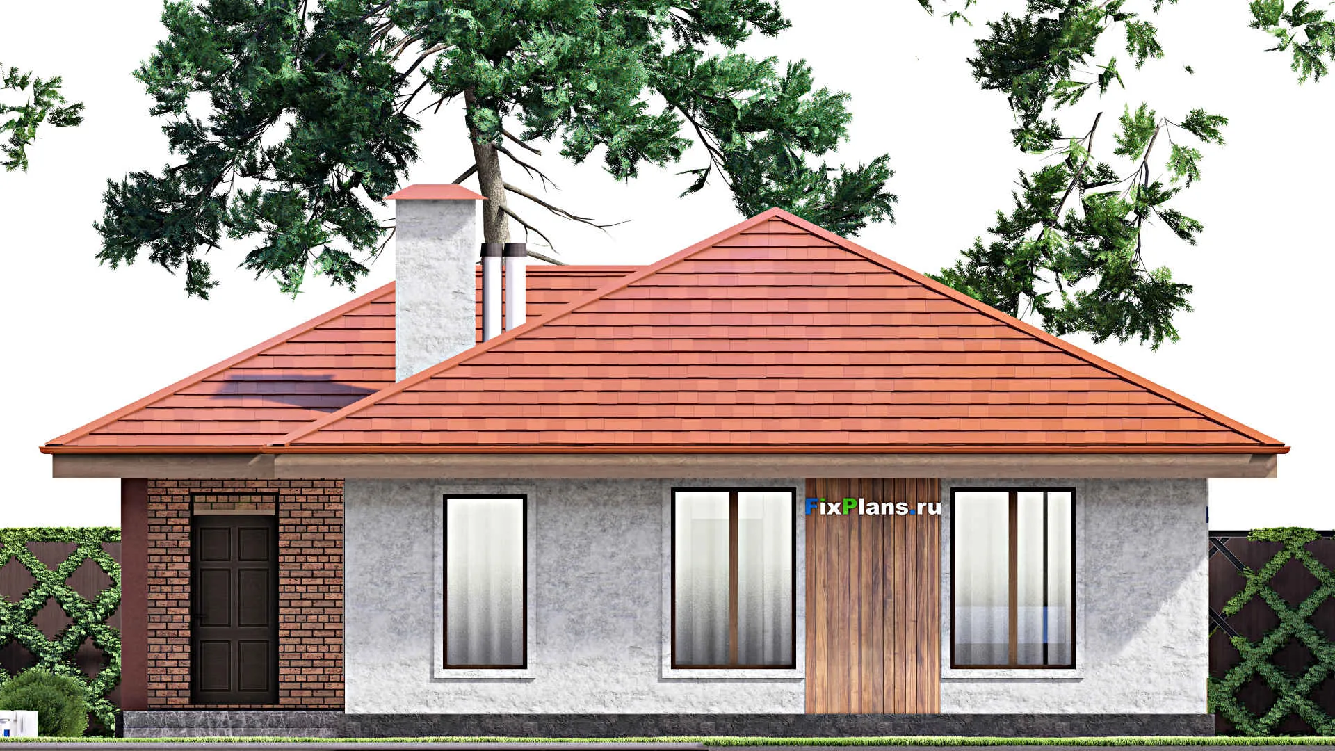 F-13814 - Проект одноэтажного дома 13 на 15, площадью 130 м² с 3 спальнями