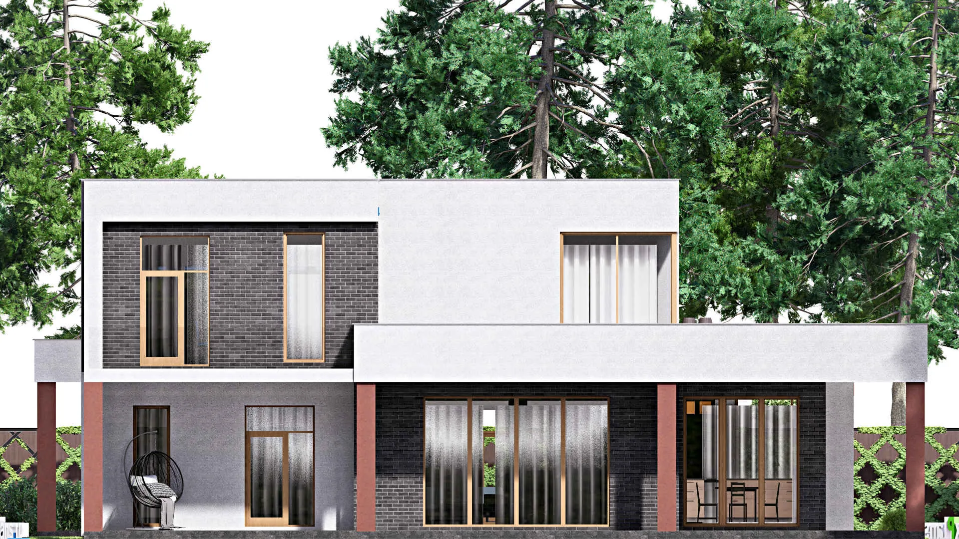 F-16622 - Проект двухэтажного дома 19 на 24, площадью 480 м² с террасой, балконом, гаражом на 2 машины и 3 спальнями