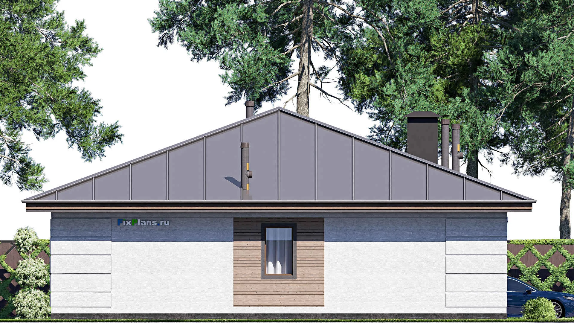 F-19115 - Проект одноэтажного дома 14 на 19, площадью 190 м² с террасой и 4 спальнями