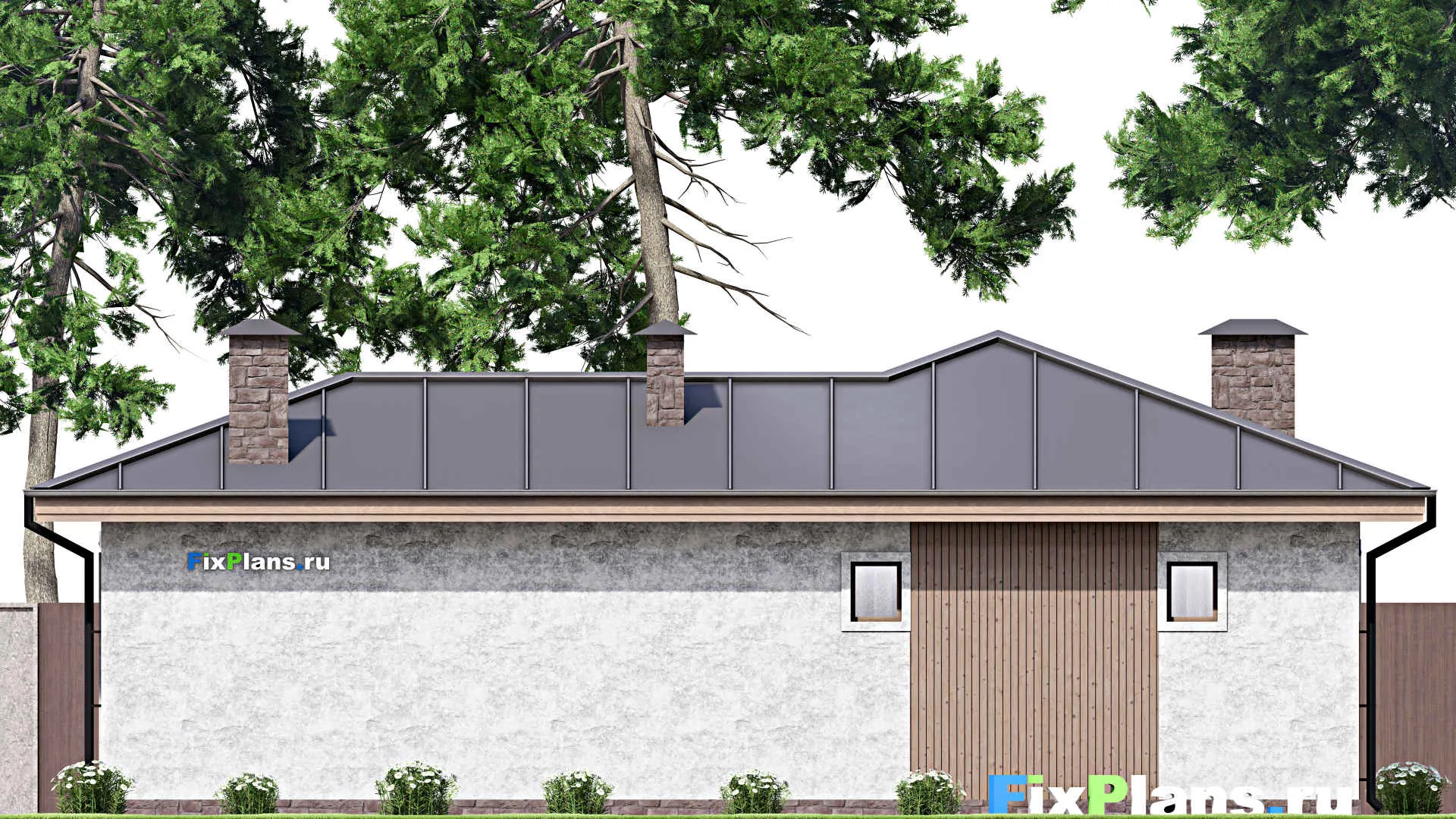 F-13949 - Проект бани 9 на 14, площадью 70 м² с комнатой отдыха, терассой и 2 санузлами