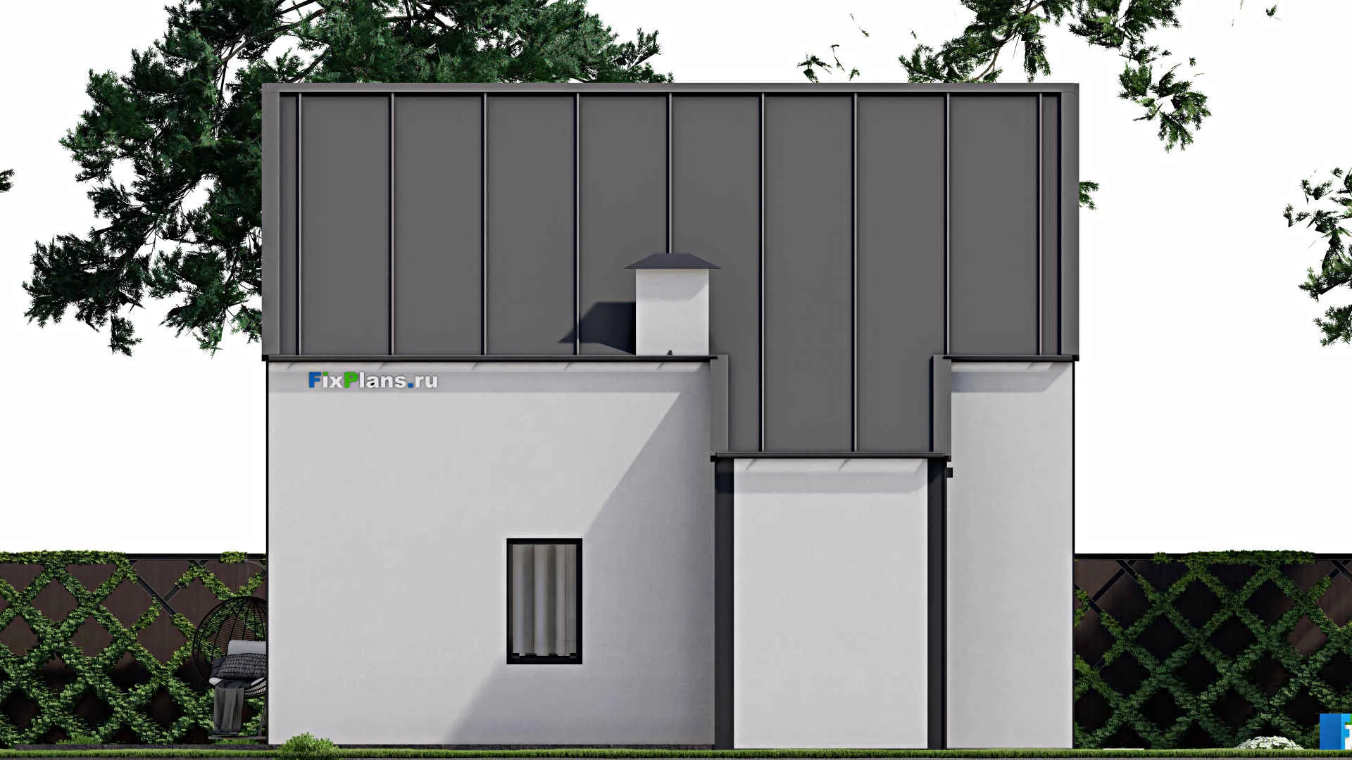 F-6857 - Проект дома с мансардой 9 на 10, площадью 120 м² с террасой и 3 спальнями