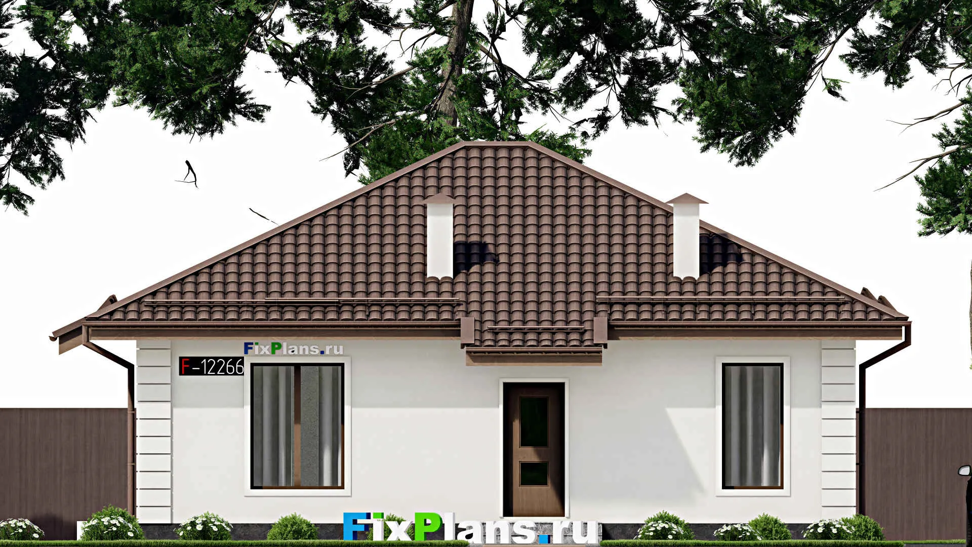 F-12266 - Проект одноэтажного дома 11 на 12, площадью 90 м² с 3 спальнями