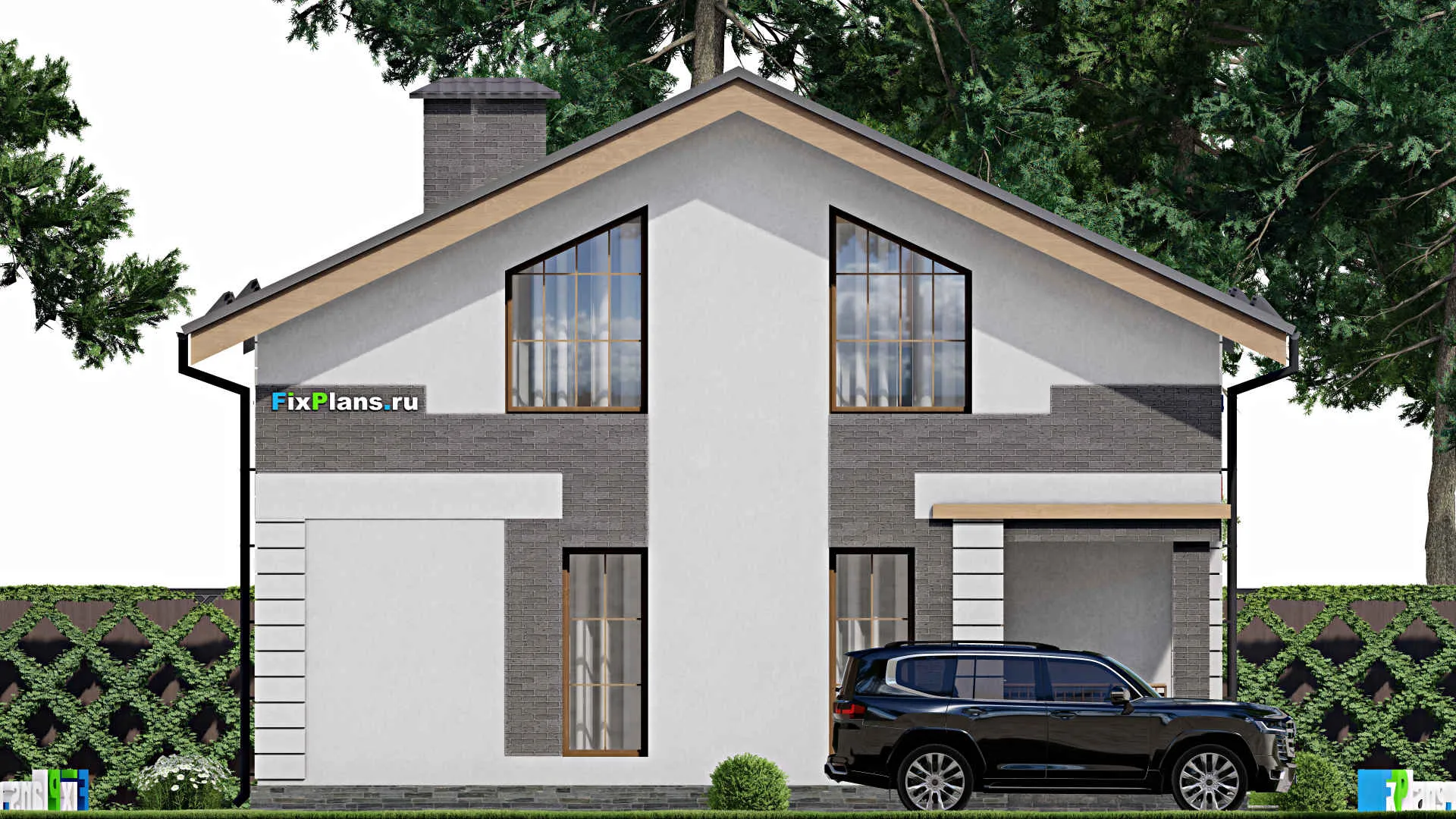 F-9044 - Проект дома с мансардой 11 на 14, площадью 210 м² с террасой, балконом и 4 спальнями