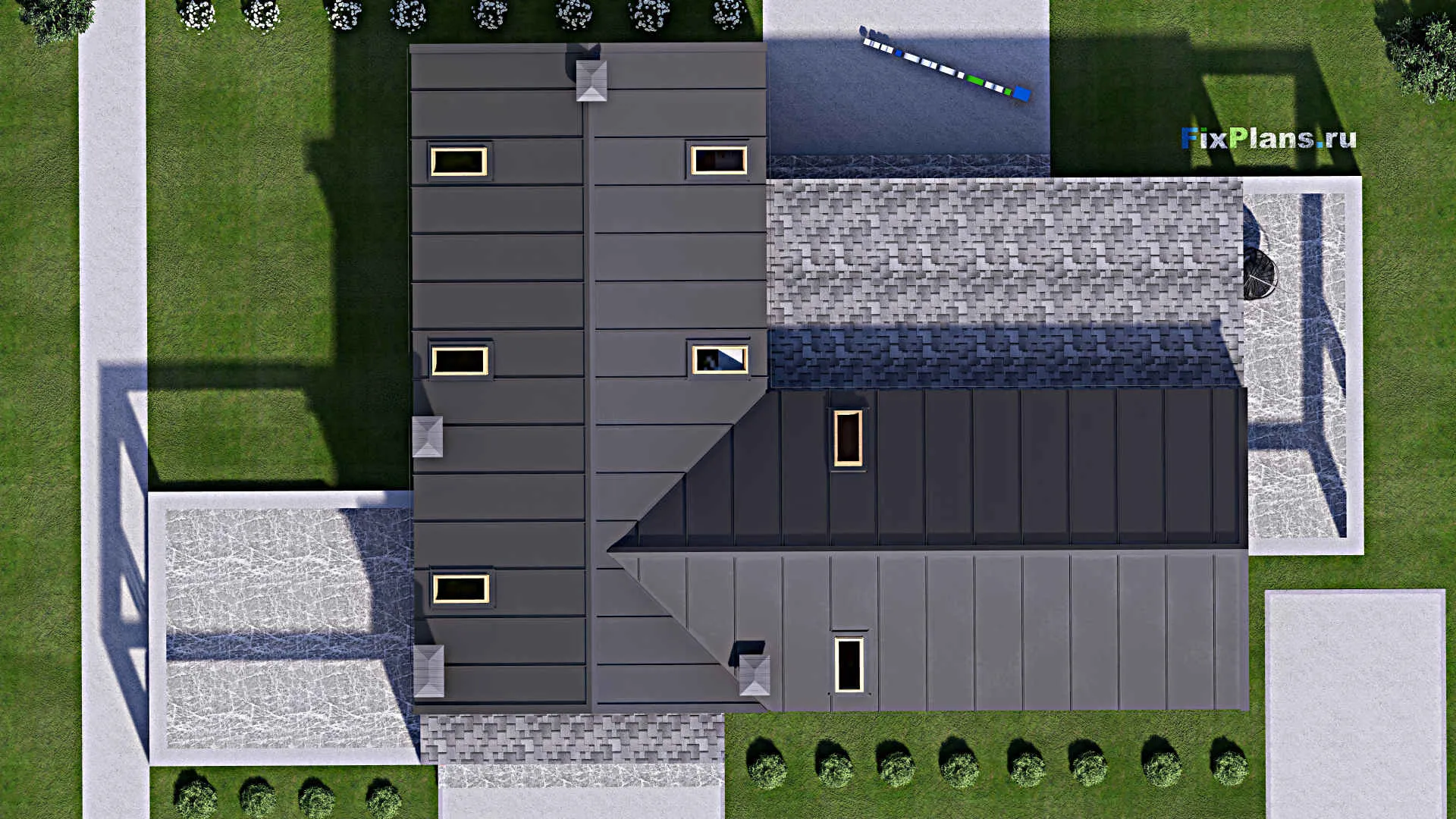 F-16514 - Проект дома с мансардой 17 на 28, площадью 410 м² с 6 спальнями