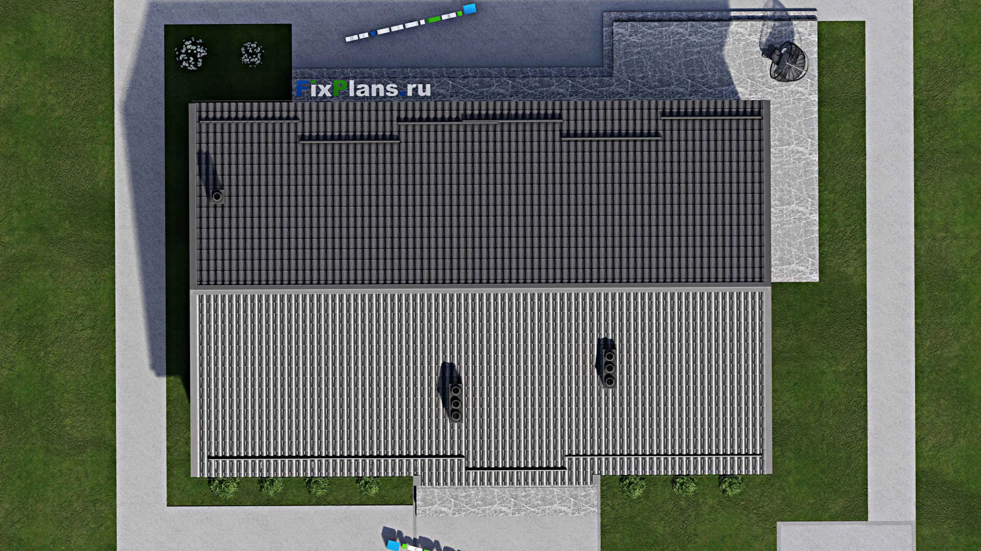F-3149 - Проект одноэтажного дома 11 на 17, площадью 180 м² с террасой, баней и 3 спальнями