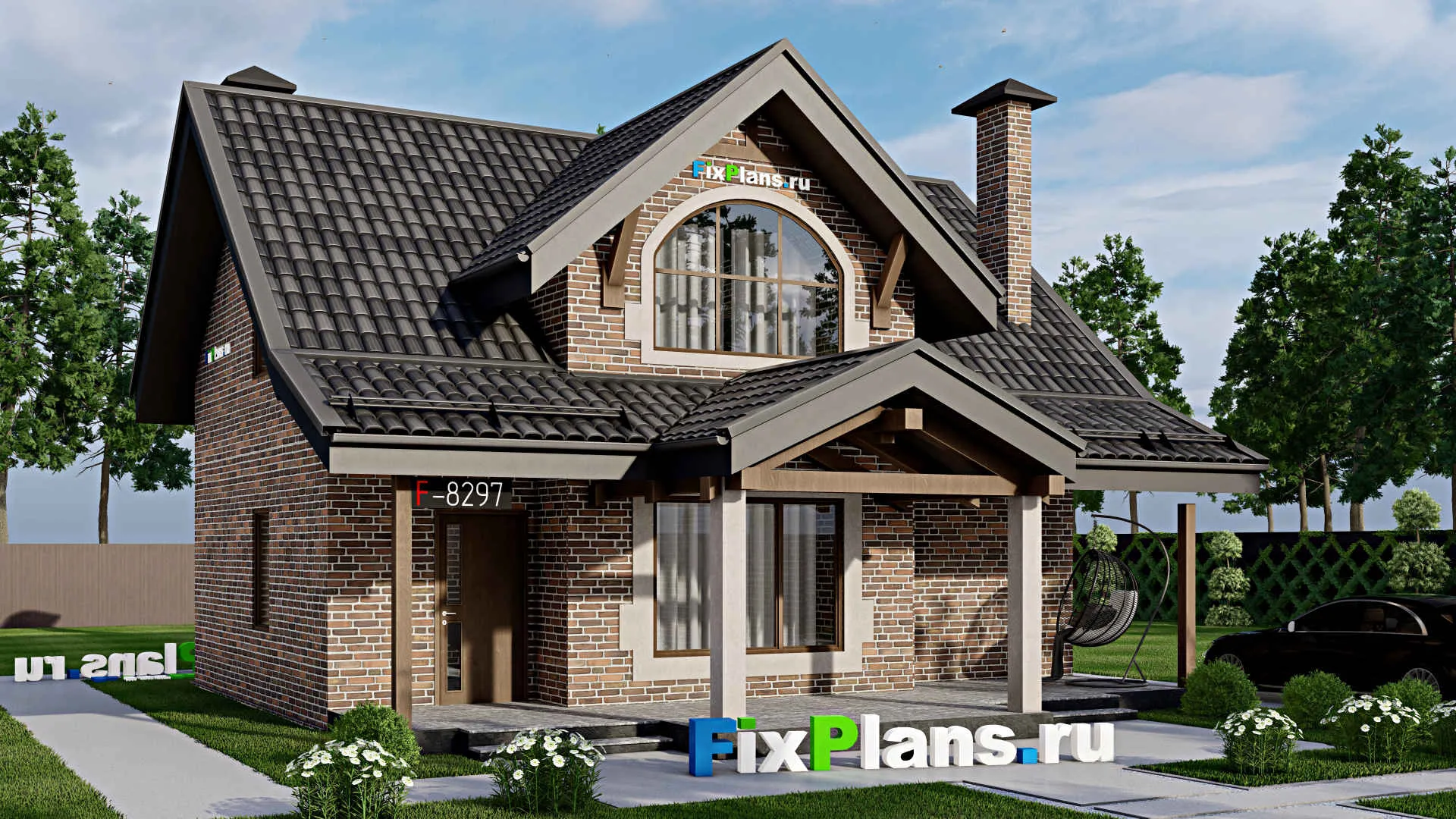 F-8297 - Проект бани 11 на 11, площадью 130 м² с комнатой отдыха, терассой, мансардой и санузлом