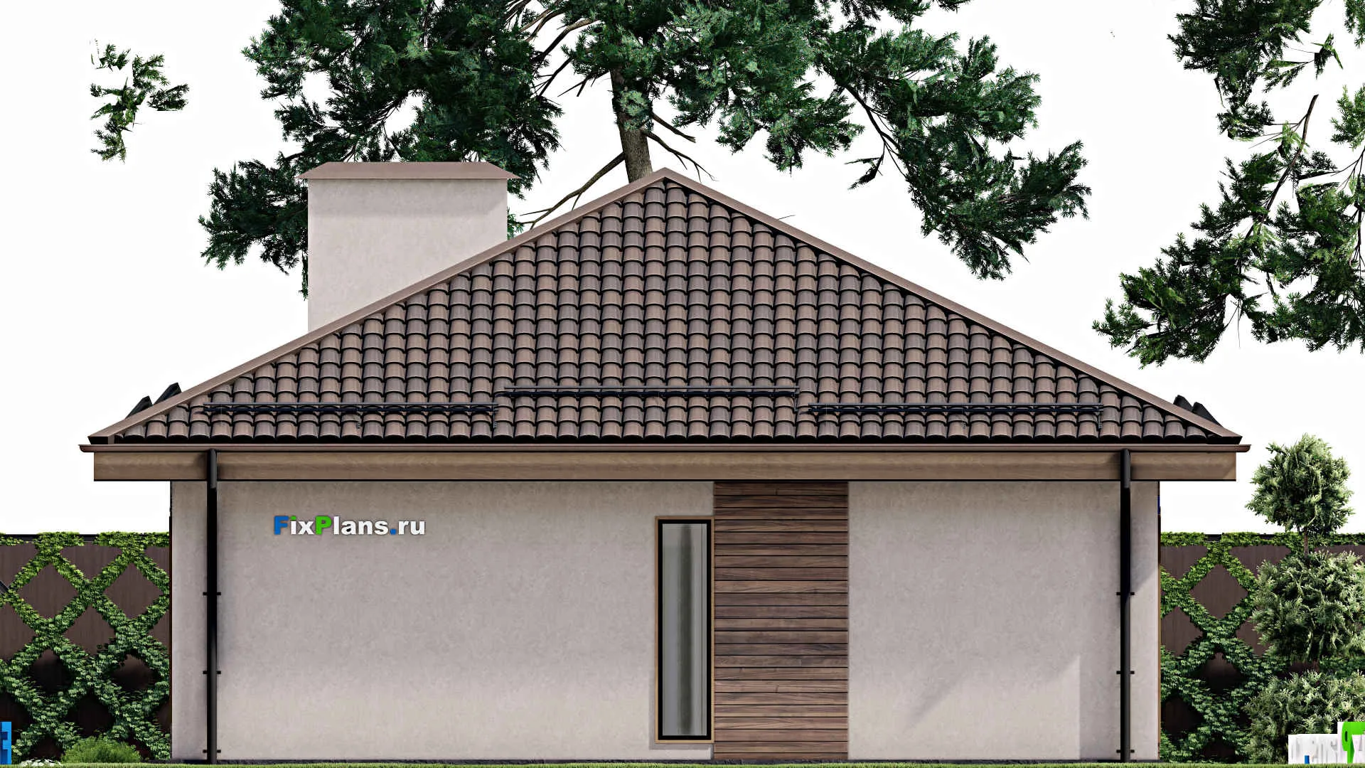 F-7703 - Проект одноэтажного дома 12 на 14, площадью 120 м² с 3 спальнями