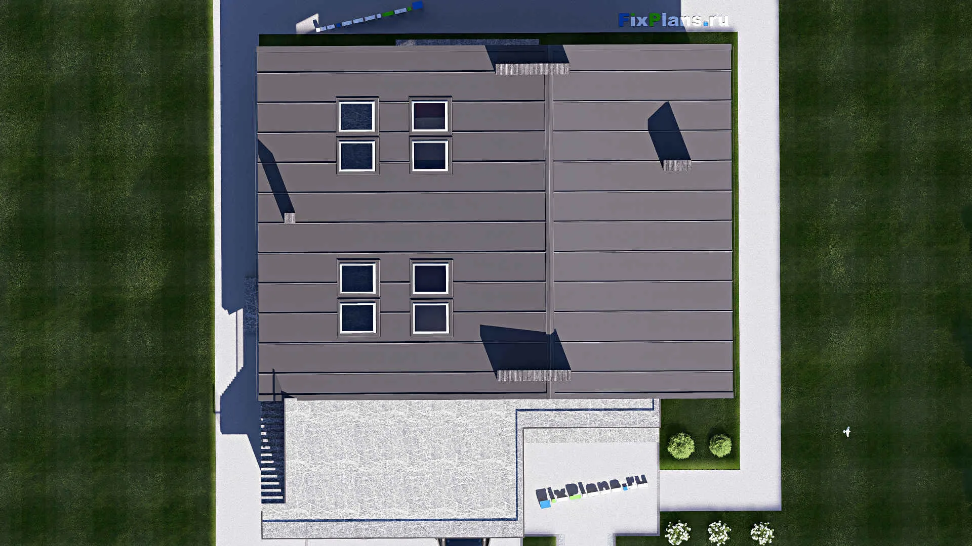 F-20699 - Проект дома с мансардой 16 на 18, площадью 360 м² с террасой, балконом, гаражом на 2 машины и 3 спальнями