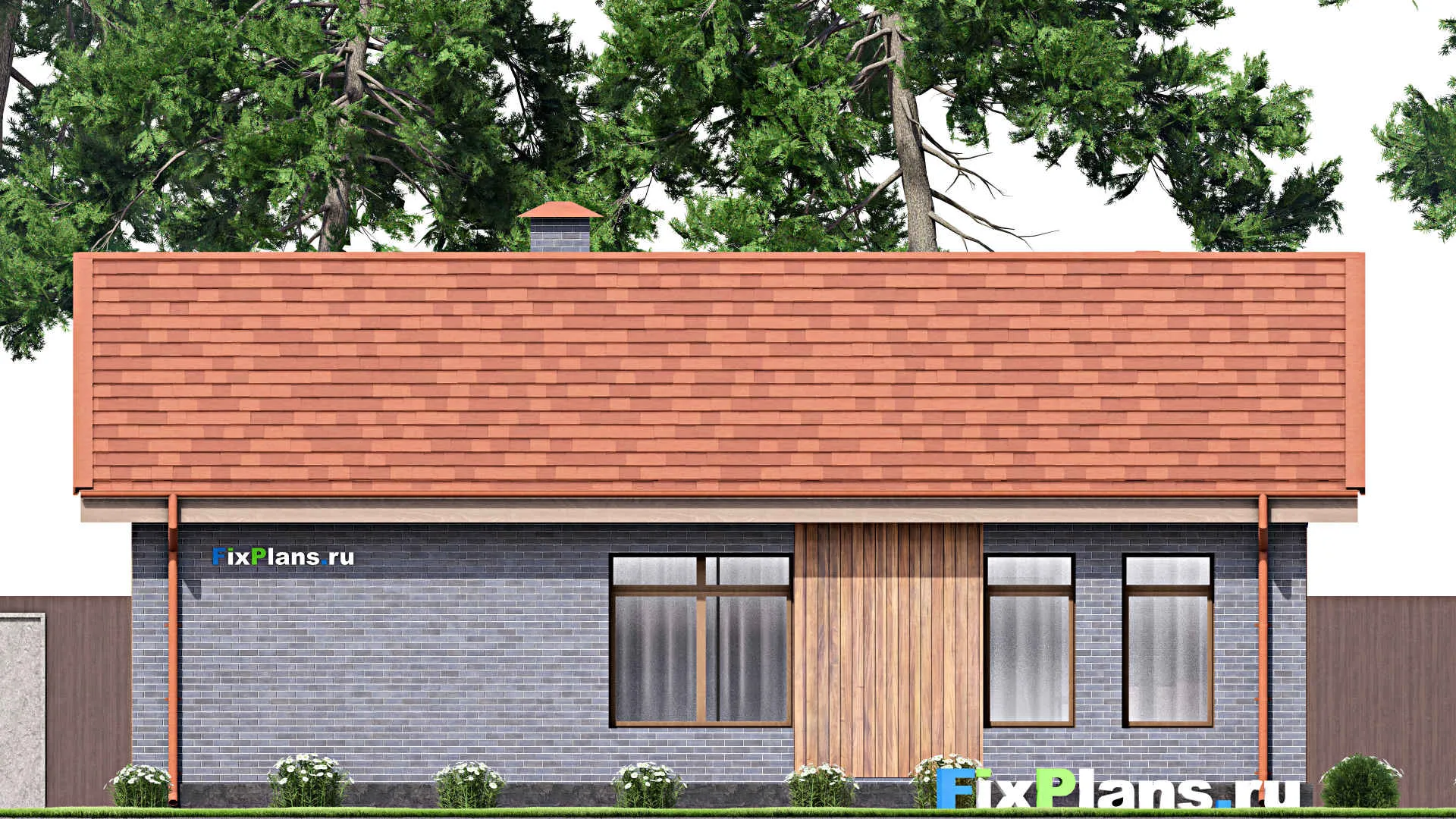 F-13787 - Проект одноэтажного дома 11 на 13, площадью 100 м² с 3 спальнями