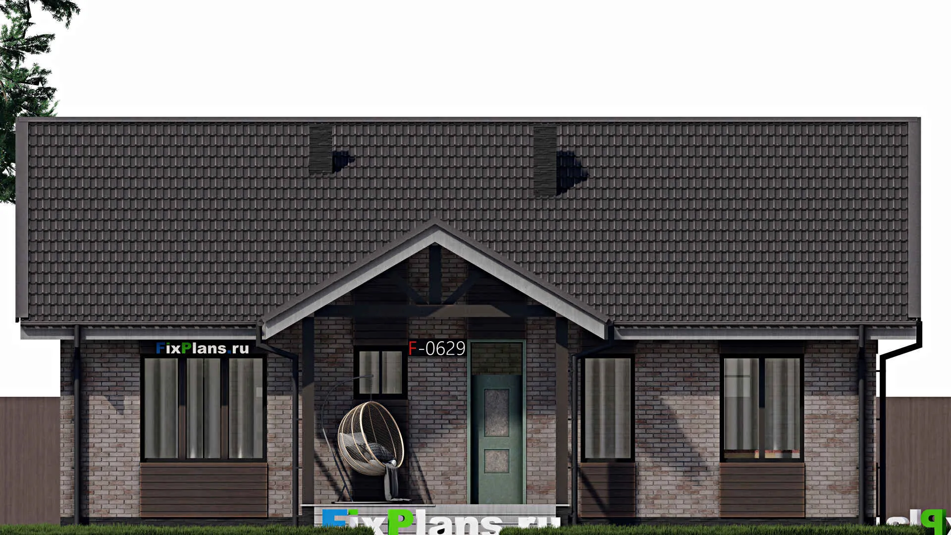 F-0629 - Проект одноэтажного дома 10 на 14, площадью 130 м² с террасой и 3 спальнями