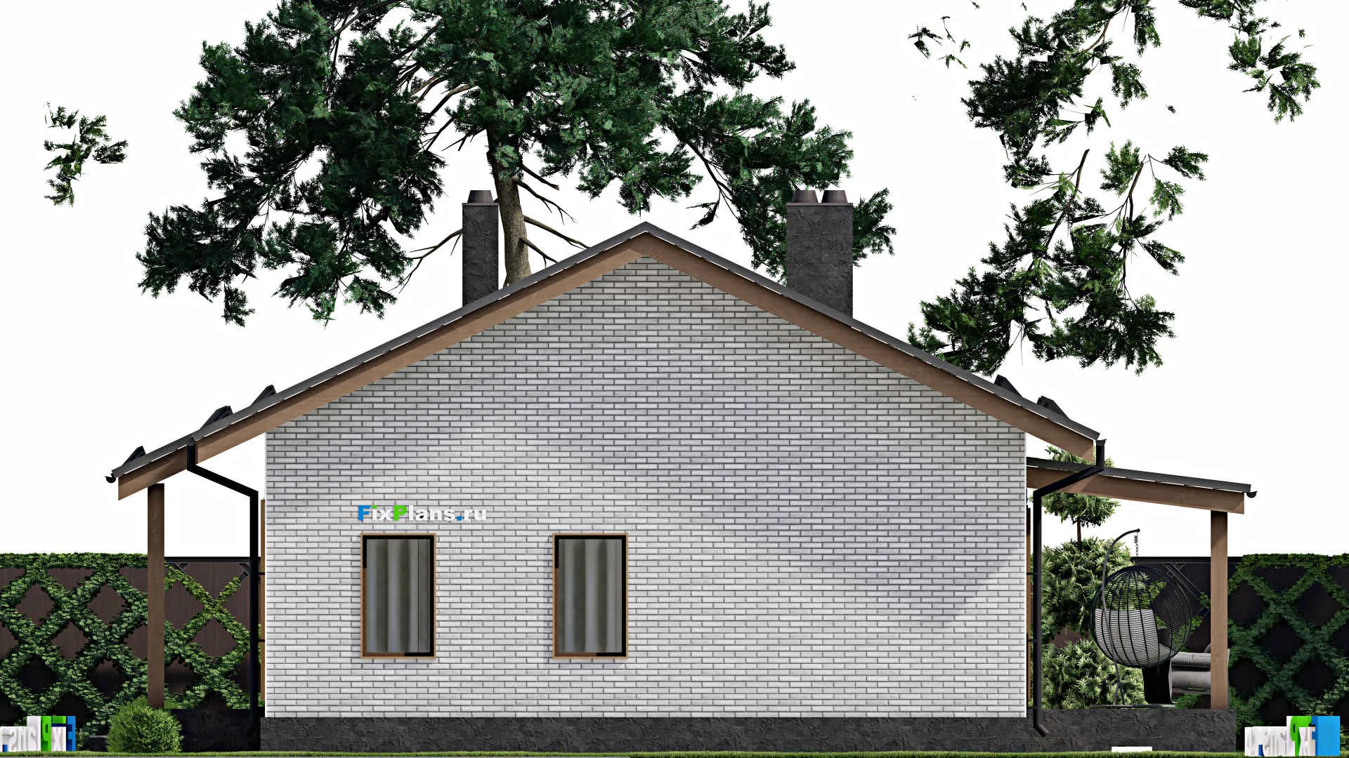 F-2294 - План одноэтажного дома 10 на 17, площадью 140 м² с террасой и 3 спальнями