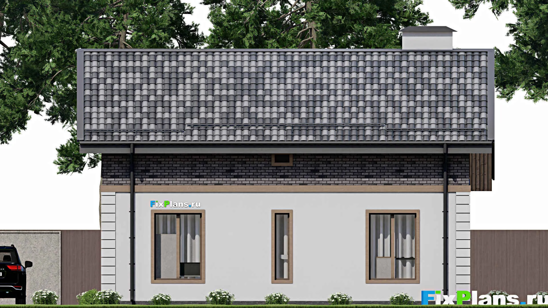 F-9017 - Проект дома с мансардой 11 на 12, площадью 140 м² с террасой и 2 спальнями