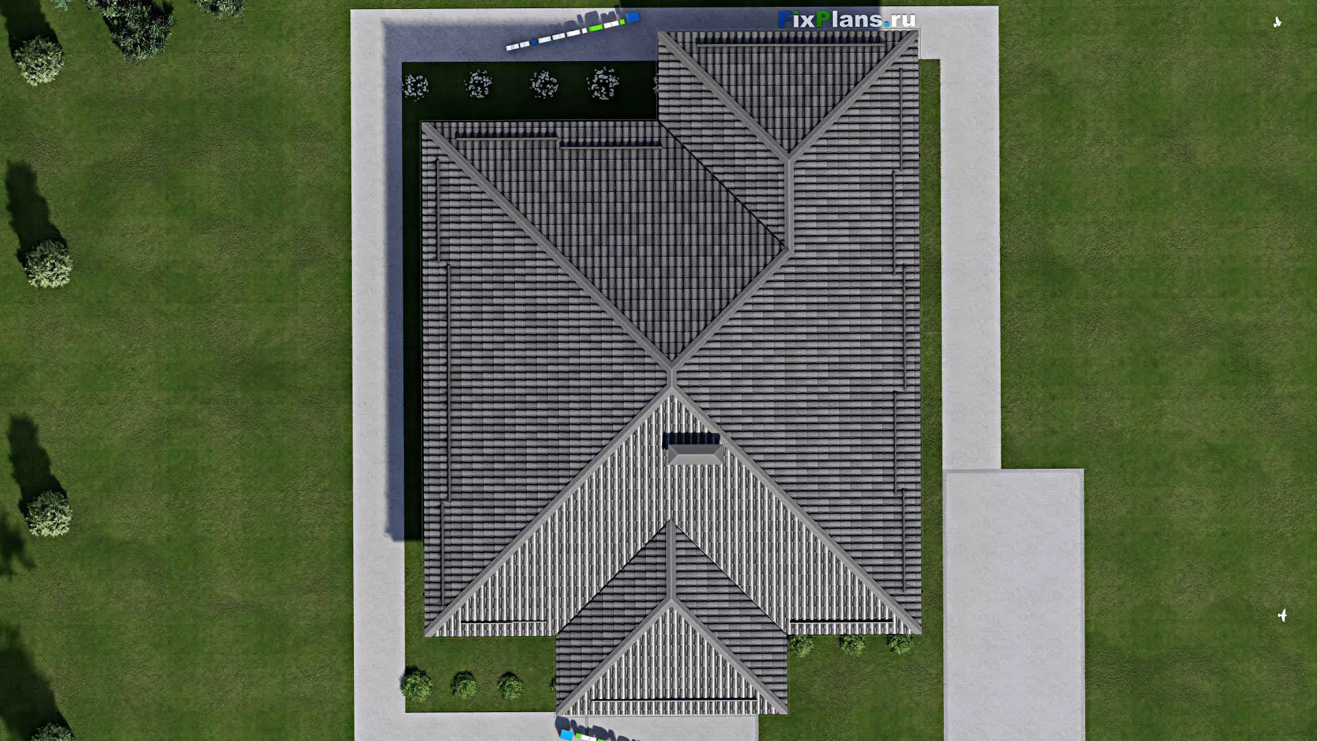 F-5246 - План одноэтажного дома 14 на 19, площадью 170 м² с террасой и 4 спальнями