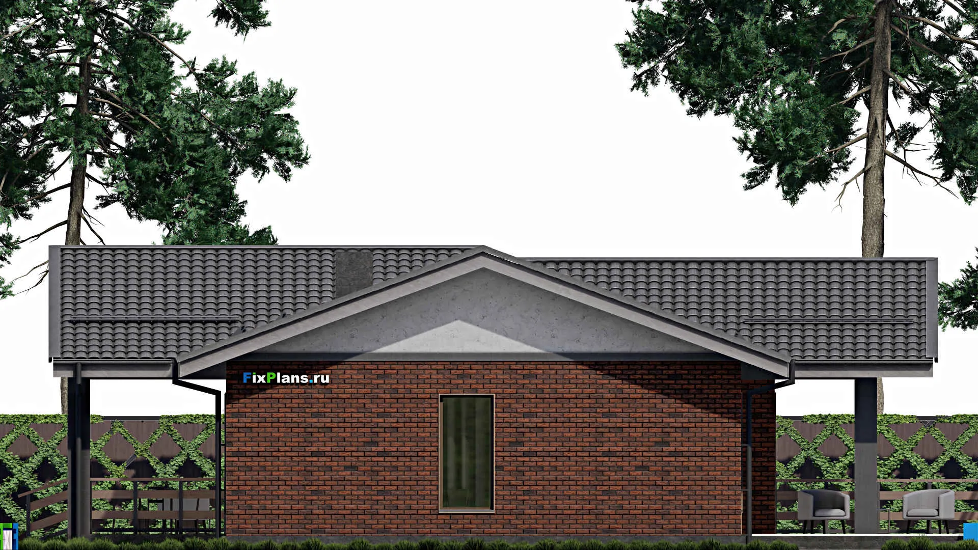 F-0512 - Проект одноэтажного дома 13 на 20, площадью 200 м² с террасой и 1 спальнями