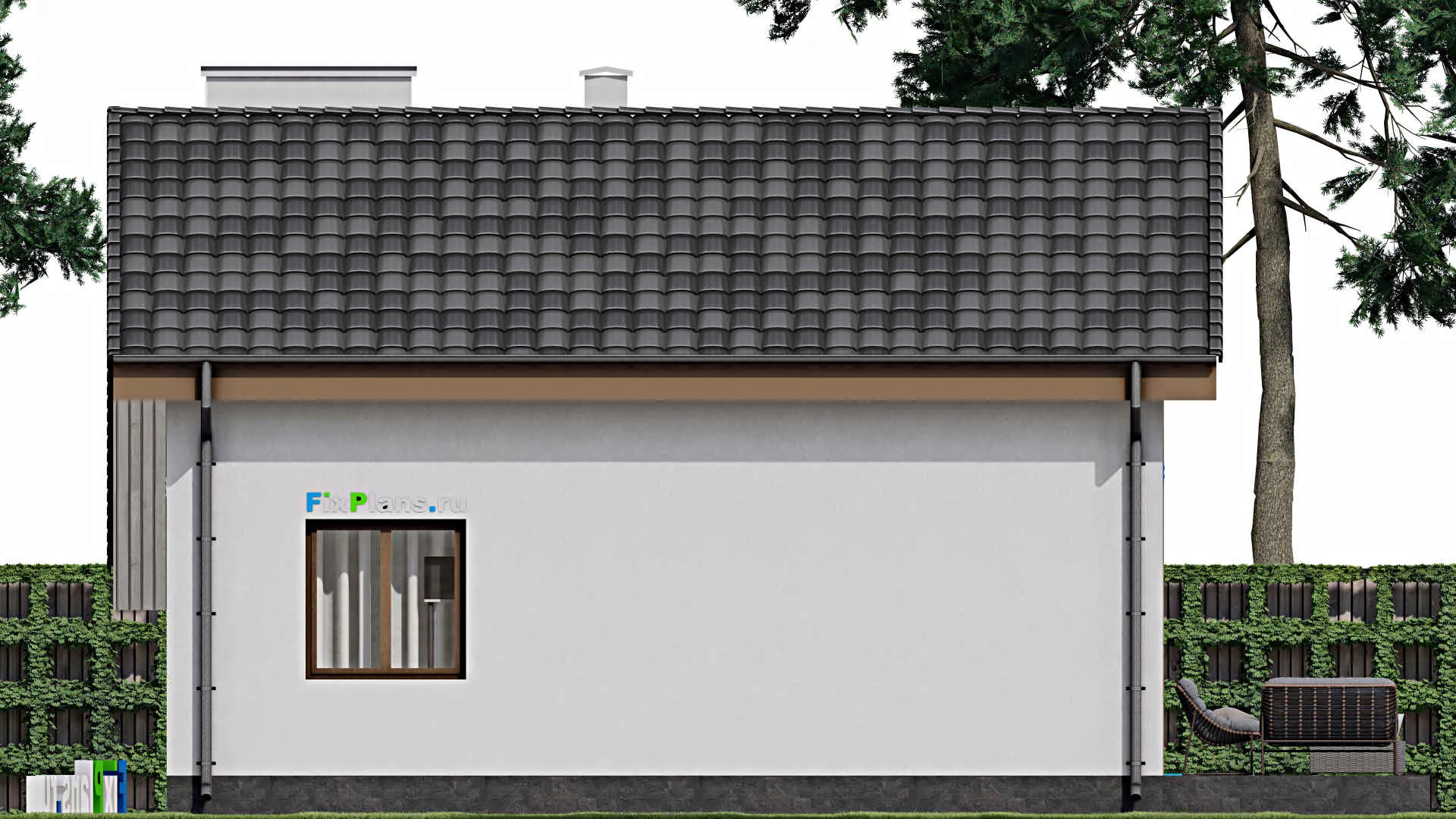 F-1574 - Планы дома с мансардой 10 на 11, площадью 110 м² с террасой и 2 спальнями