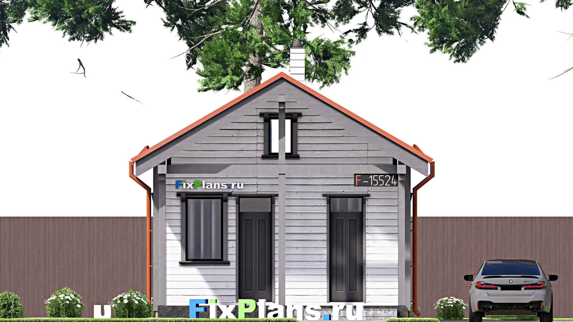 F-15524 - Проект бани 6 на 7, площадью 30 м² с комнатой отдыха и терассой