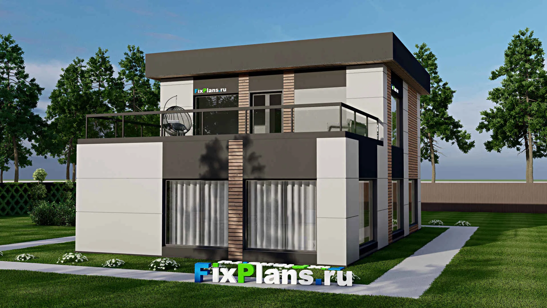 F-4283 - Планы двухэтажного дома 10 на 15, площадью 240 м² с террасой и 4 спальнями