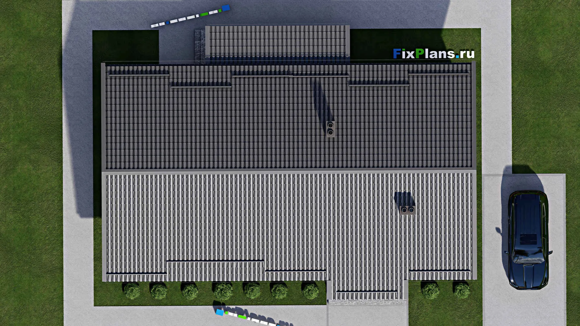 F-2294 - План одноэтажного дома 10 на 17, площадью 140 м² с террасой и 3 спальнями