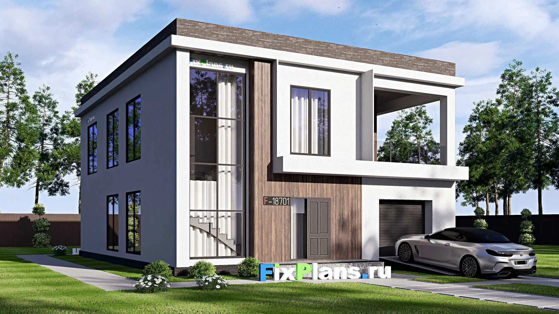 F-18701 - Проект двухэтажного дома 12 на 17, площадью 240 м² с террасой, балконом и 3 спальнями