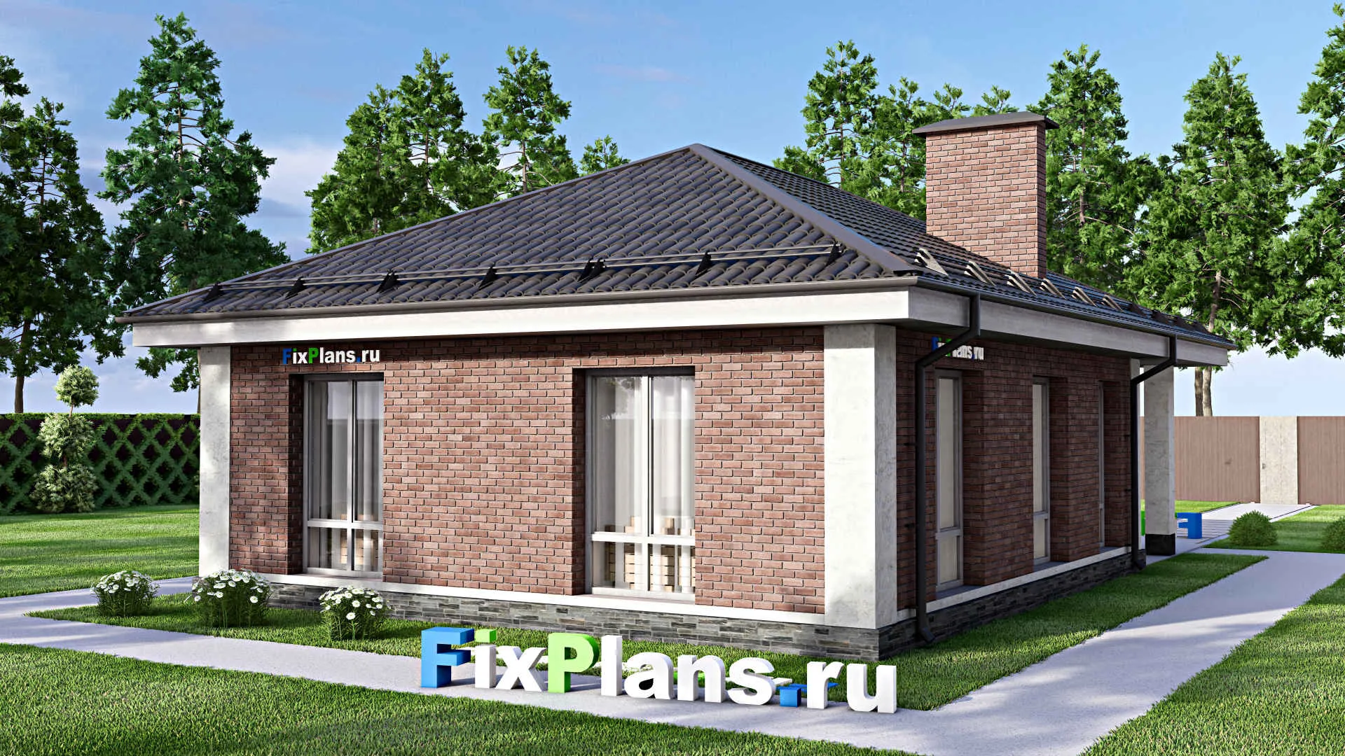 F-14750 - Проект одноэтажного дома 9 на 13, площадью 90 м² с 2 спальнями