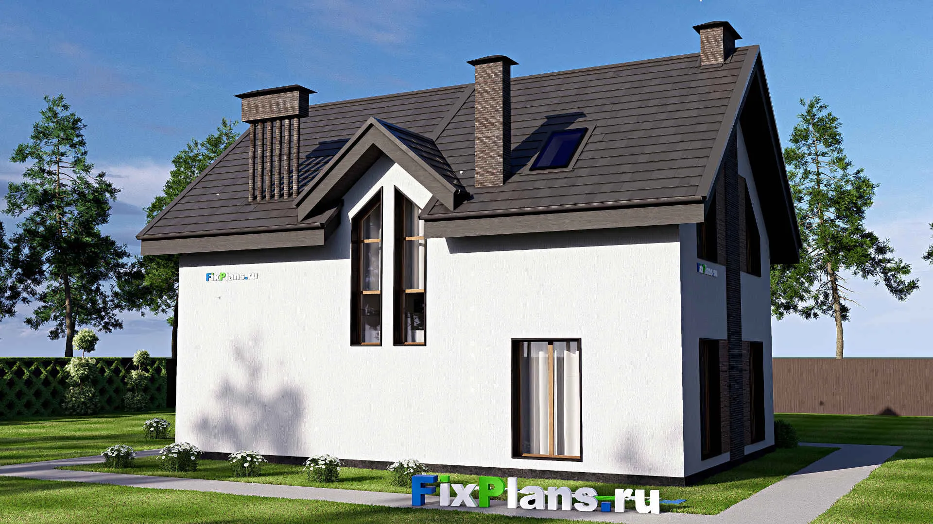 F-19367 - Проект дома с мансардой 10 на 13, площадью 160 м² с 4 спальнями