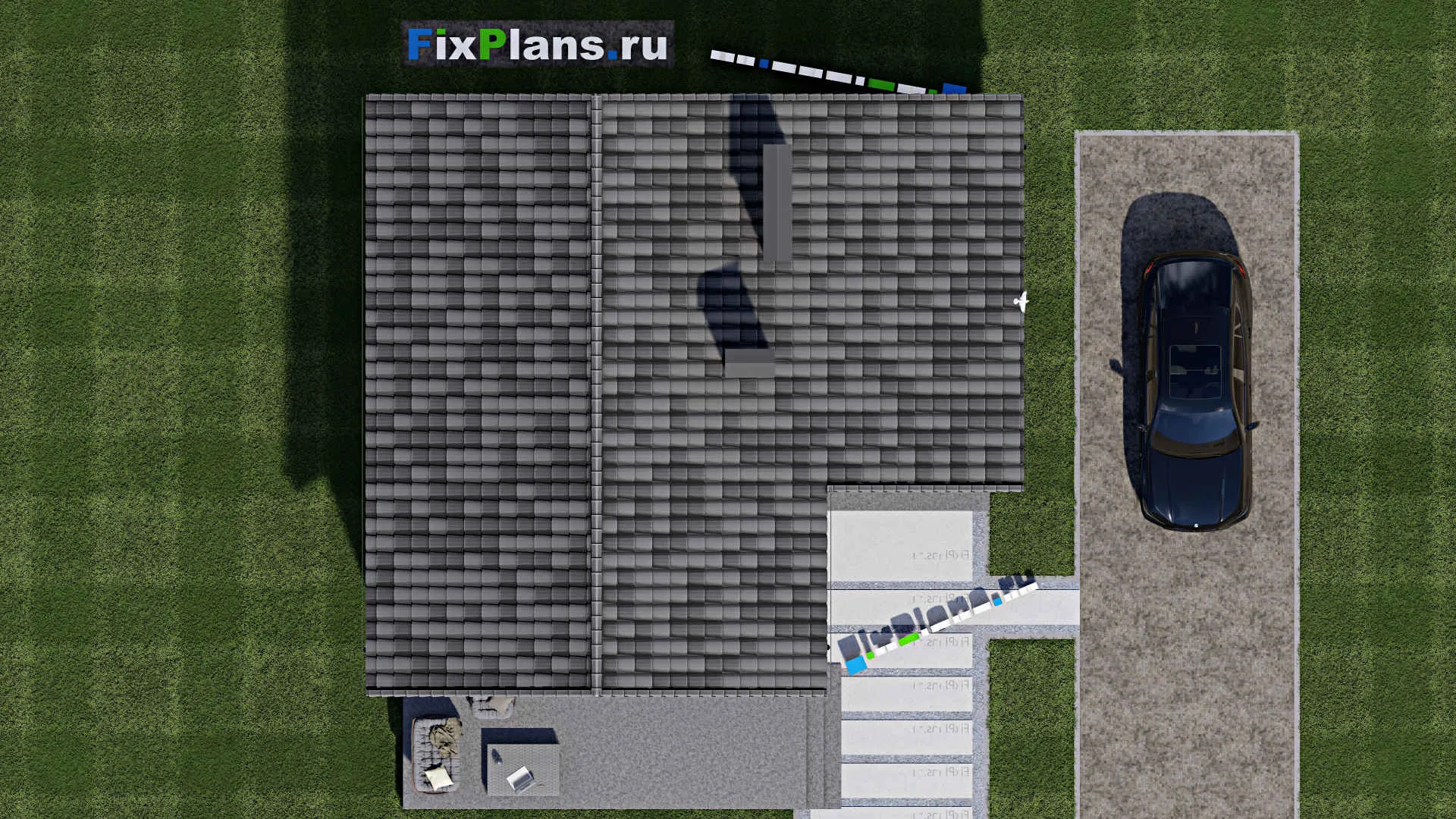 F-1574 - Планы дома с мансардой 10 на 11, площадью 110 м² с террасой и 2 спальнями
