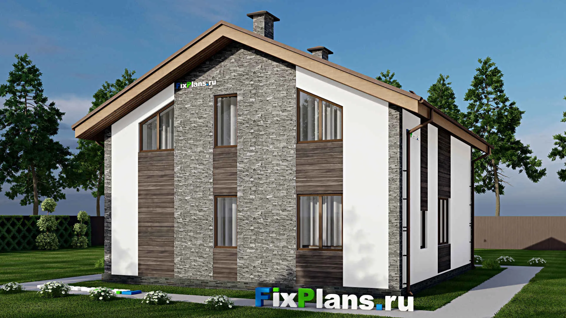 F-11069 - Проект дома с мансардой 11 на 13, площадью 200 м² с 4 спальнями