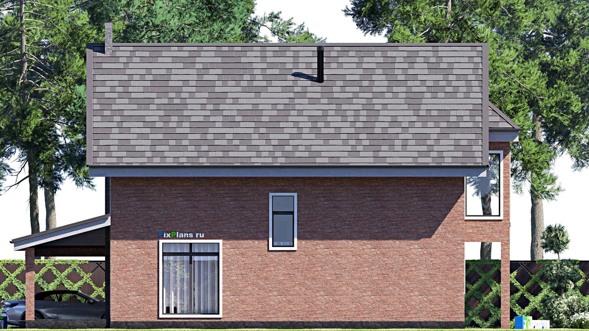 F-18530 - Проект дома с мансардой 14 на 17, площадью 240 м² с террасой, балконом и 3 спальнями