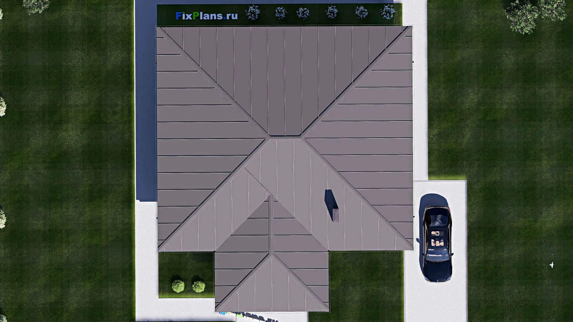 F-18332 - Проект одноэтажного дома 14 на 16, площадью 150 м² с 3 спальнями