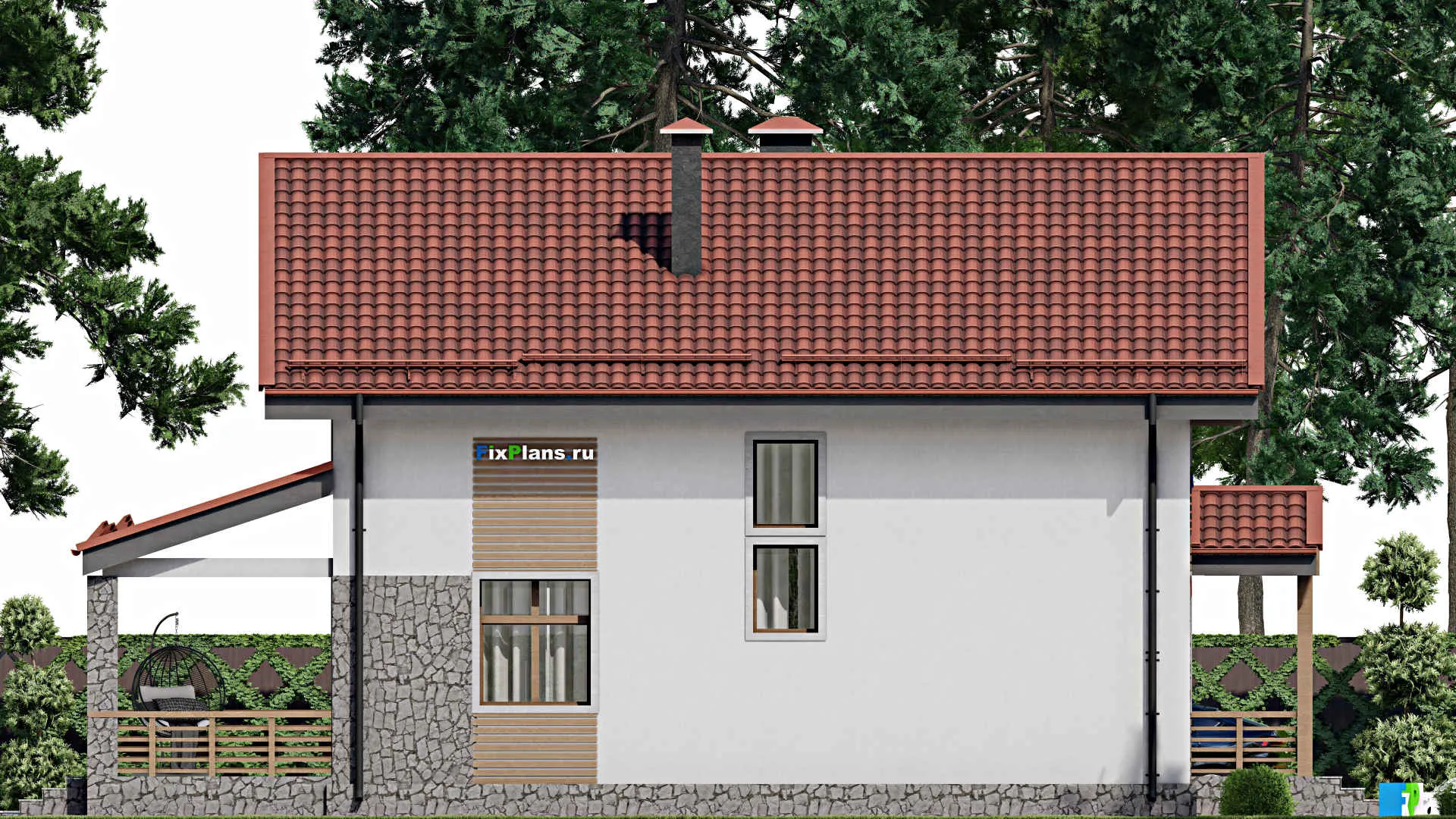 F-6425 - Проект дома с мансардой 11 на 16, площадью 220 м² с террасой и 5 спальнями