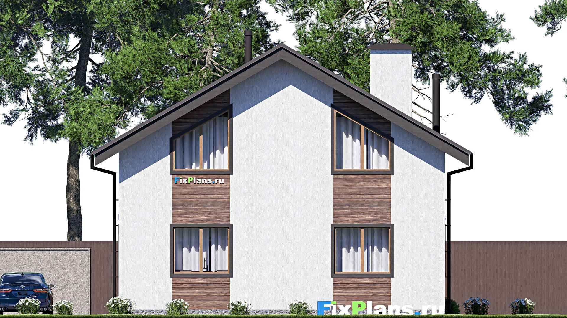 F-18098 - Проект дома с мансардой 11 на 11, площадью 140 м² с 4 спальнями