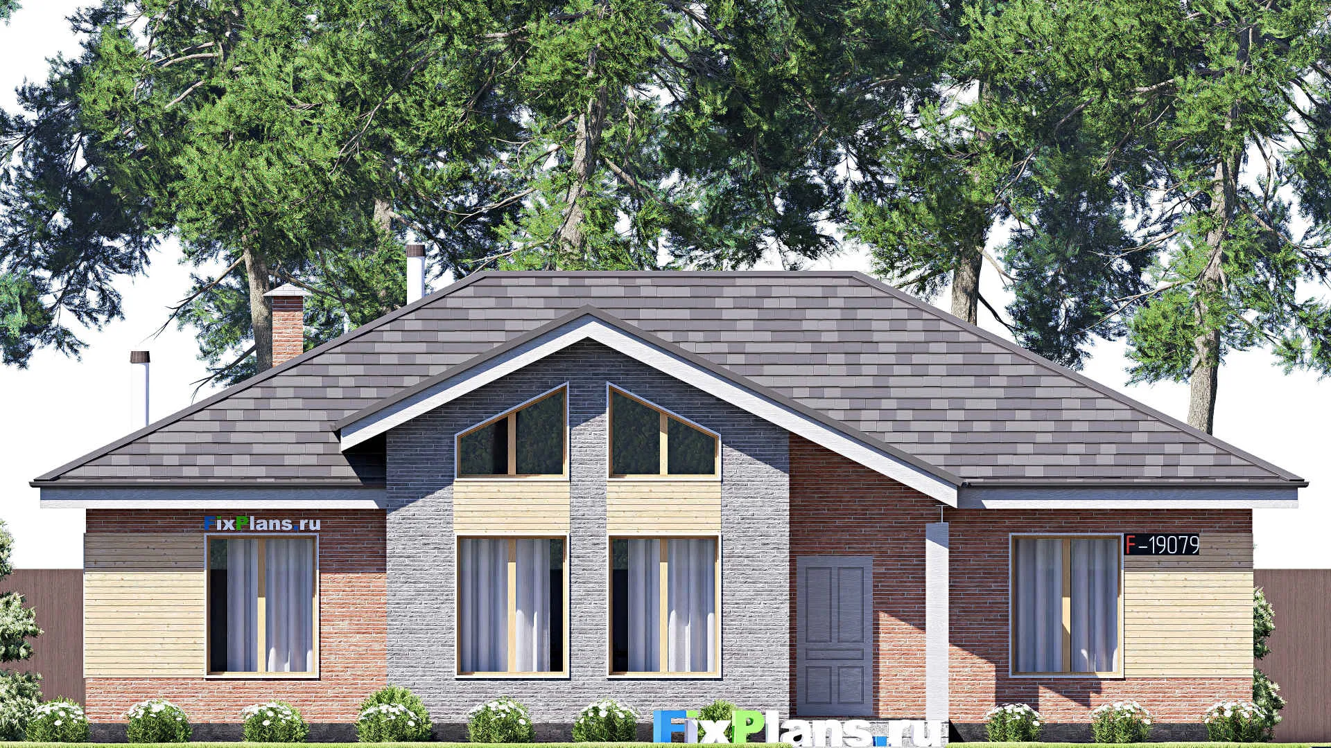 F-19079 - Проект одноэтажного дома 12 на 16, площадью 130 м² с 3 спальнями