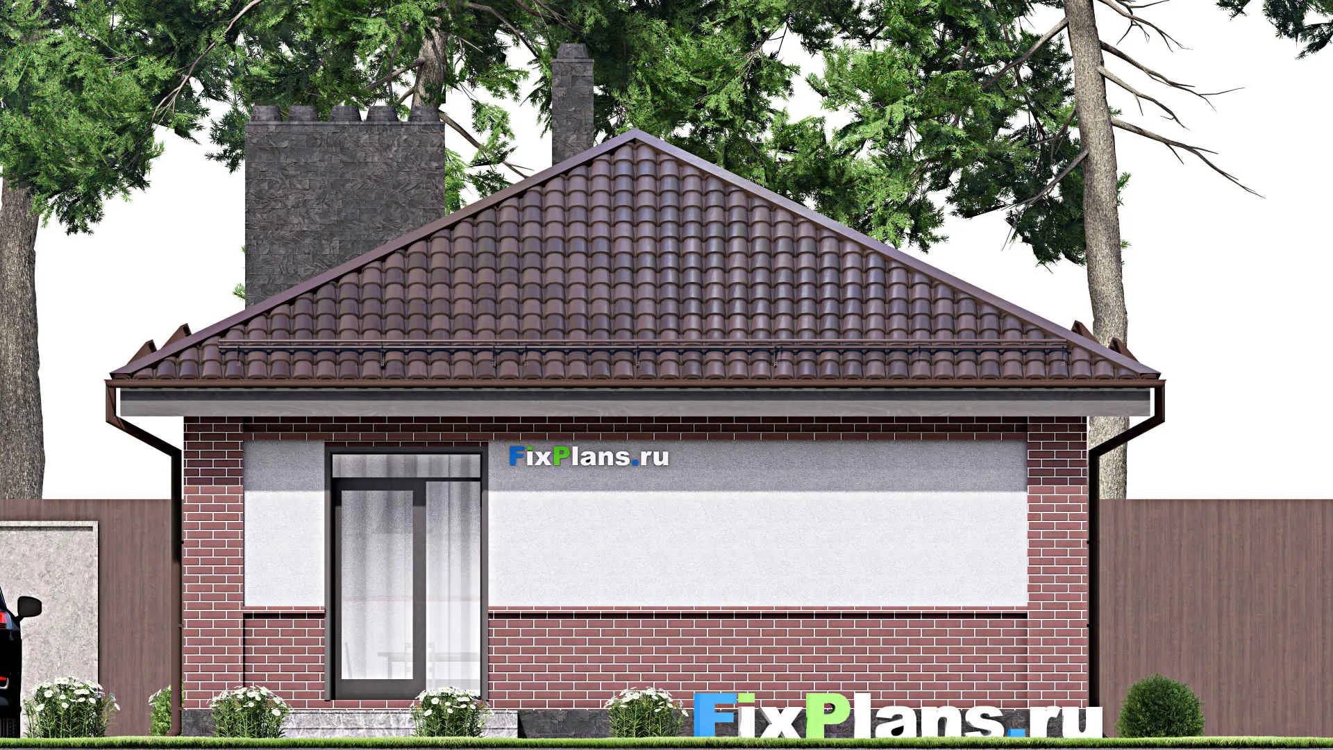 F-16874 - Проект одноэтажного дома 9 на 12, площадью 80 м² с 3 спальнями