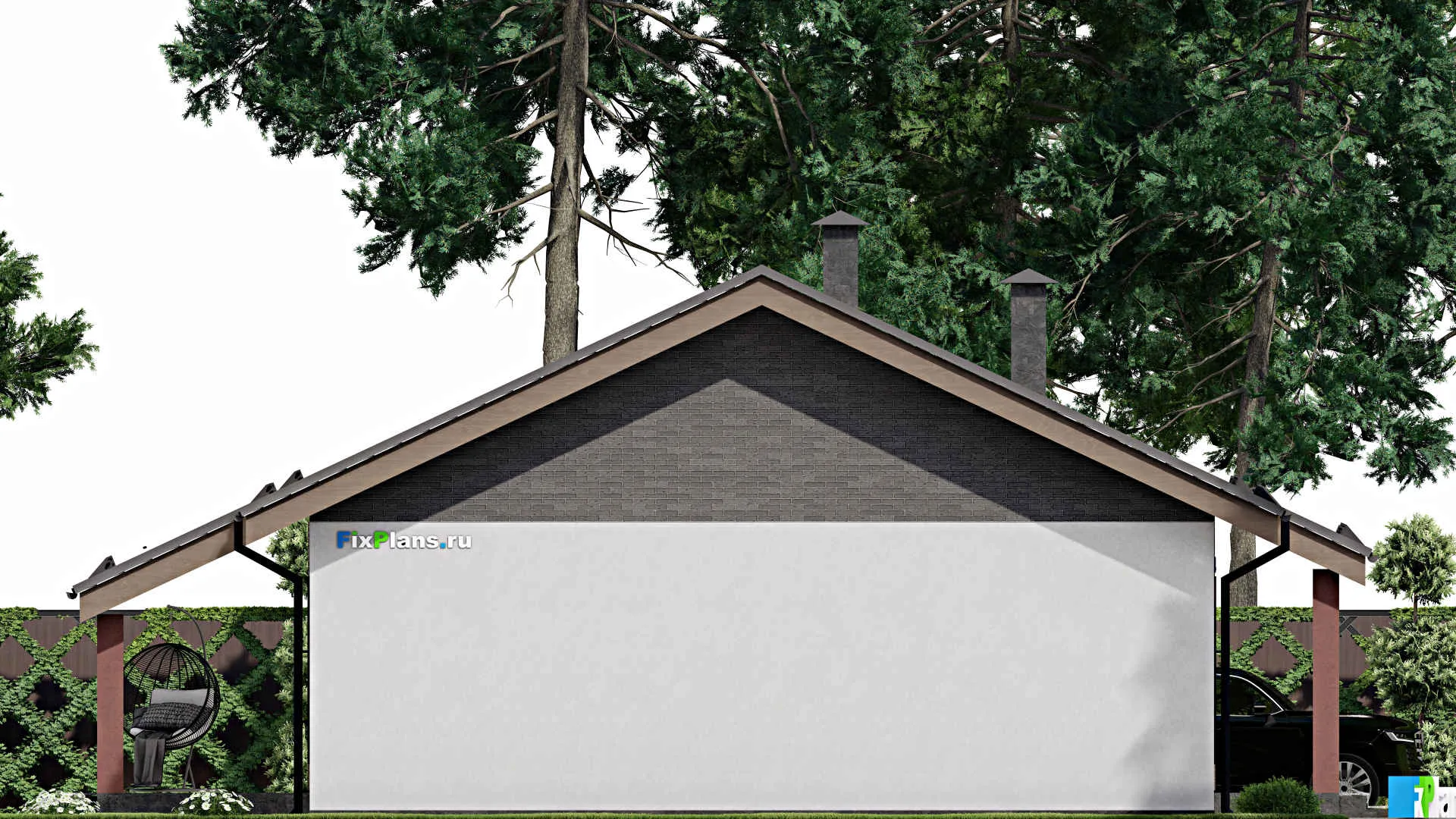 F-7217 - Проект одноэтажного дома 11 на 16, площадью 160 м² с террасой и 3 спальнями