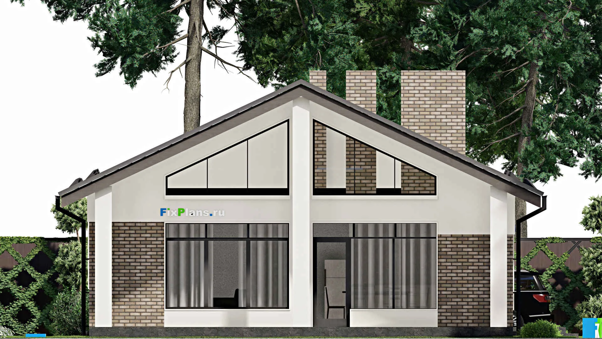 F-4841 - Проект одноэтажного дома 11 на 18, площадью 180 м² с террасой и 3 спальнями